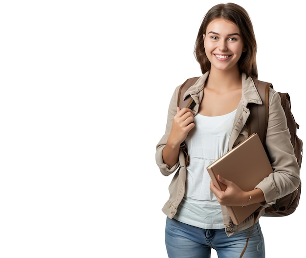 Studente die met een rugzak staat
