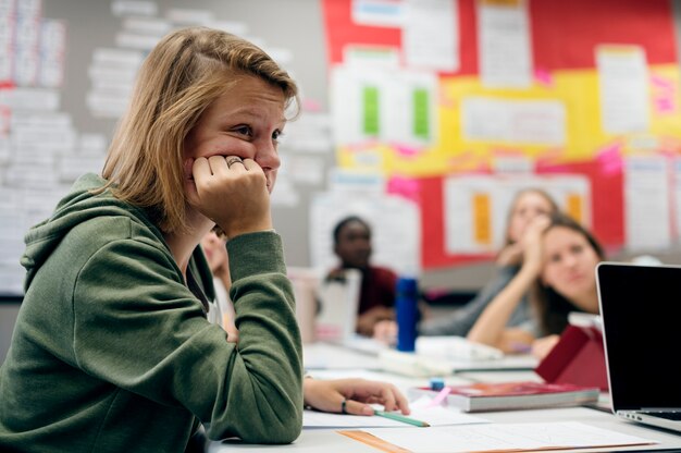 Foto studente in een les