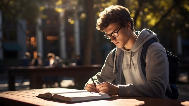 Studenten die wiskundige problemen op een bank oplossen