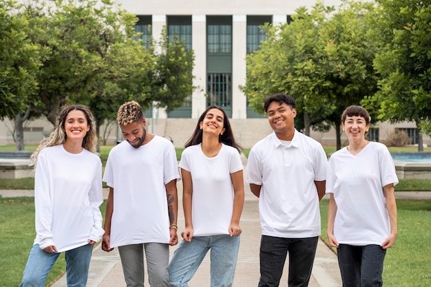 Studenten die witte universiteitskleding dragen