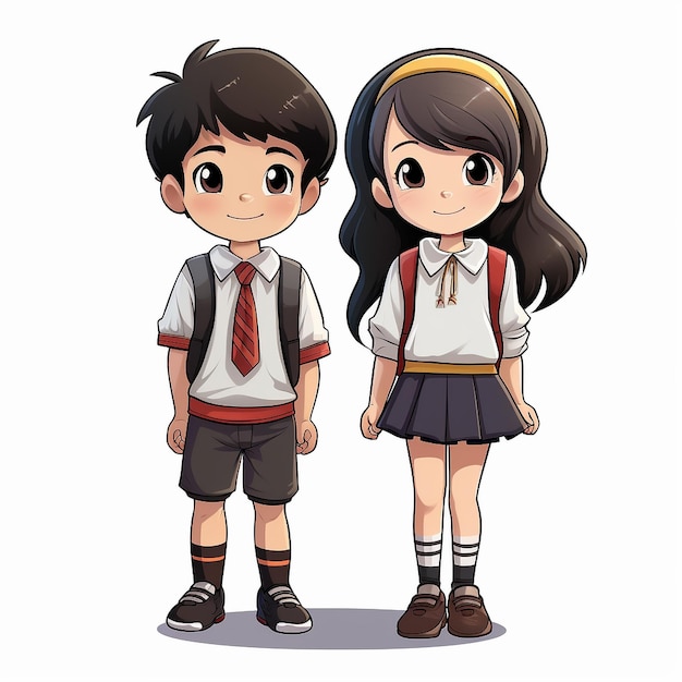 Studenten een meisje en een jongen witte achtergrond