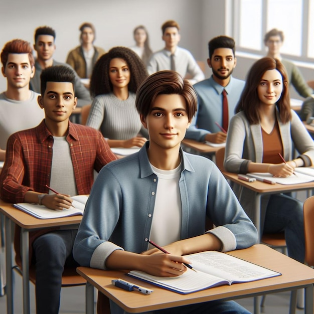 Studenten in een klaskamer realistische foto