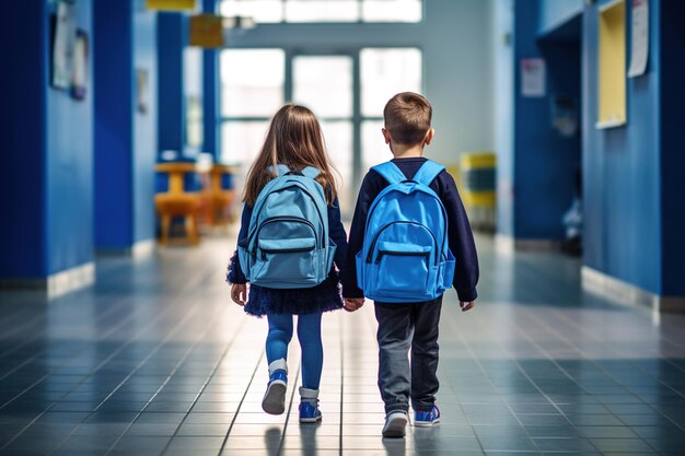 studenten lopen achter