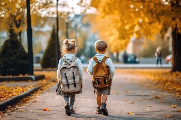 studenten lopen achter