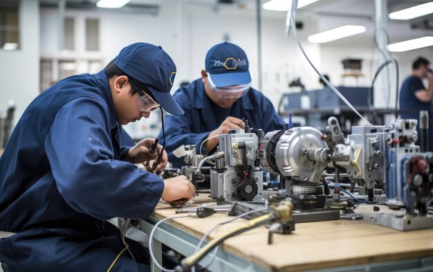 Studenten mechanische techniek testen materialen