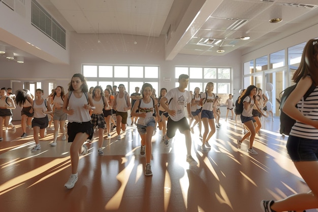 Foto studenten verrassen hun leraar met een flashmob