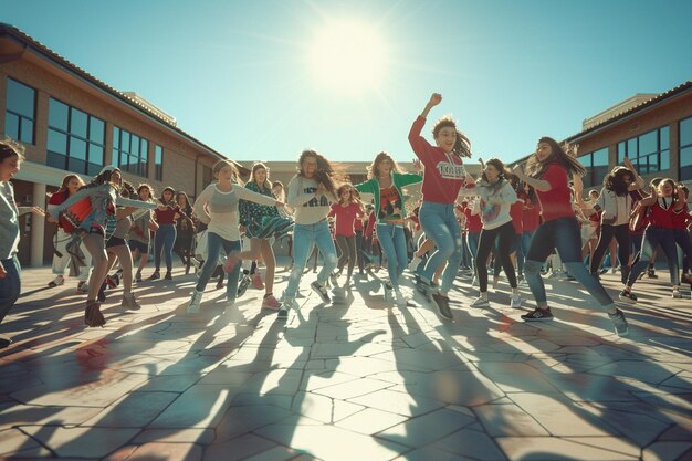 Studenten verrassen leraren met een gesynchroniseerde d