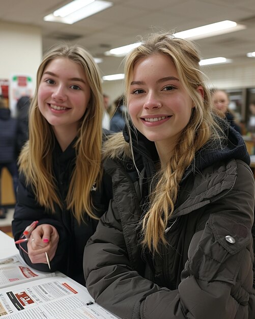 Foto studenten werken samen aan een project om behang te maken