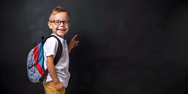 Studentenjongen met rugzak Concept van terug naar school AI gegenereerd