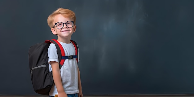 Studentenjongen met rugzak Concept van terug naar school AI gegenereerd