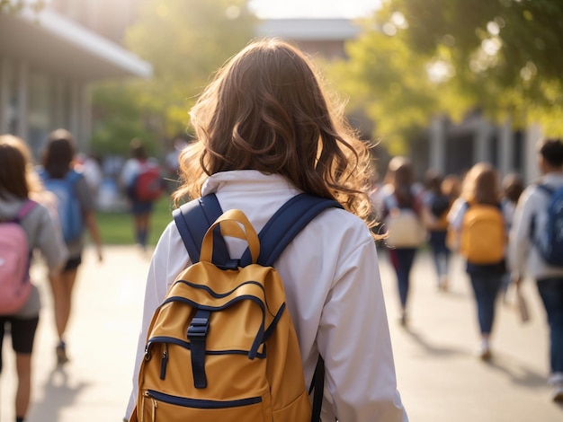 studentenmeisje met boeken terug naar schoolachtergrond