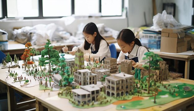 写真 学生は環境保護産業のテンプレート作成活動に参加しています