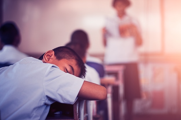 Students are sleeping in the classroom