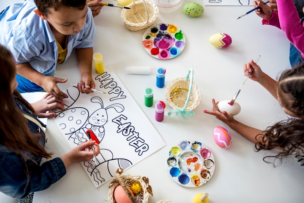 Students Art Class Painting Easter Rabbit Imagination Learning