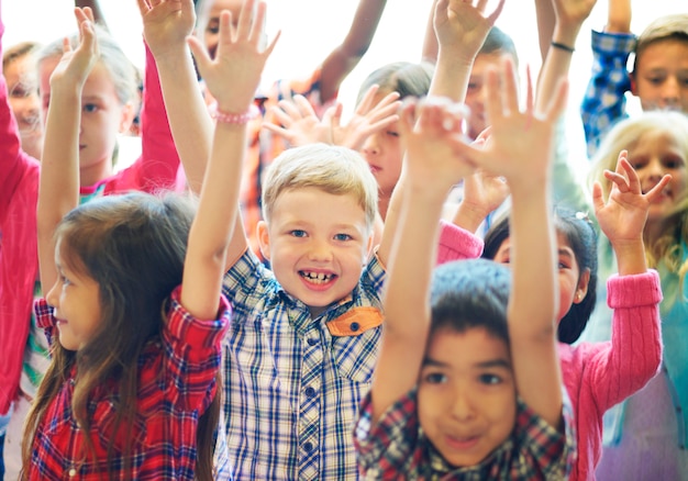 Photo students children cheerful happiness concept