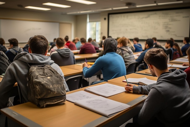 Students in Classroom Seen from Behind AI