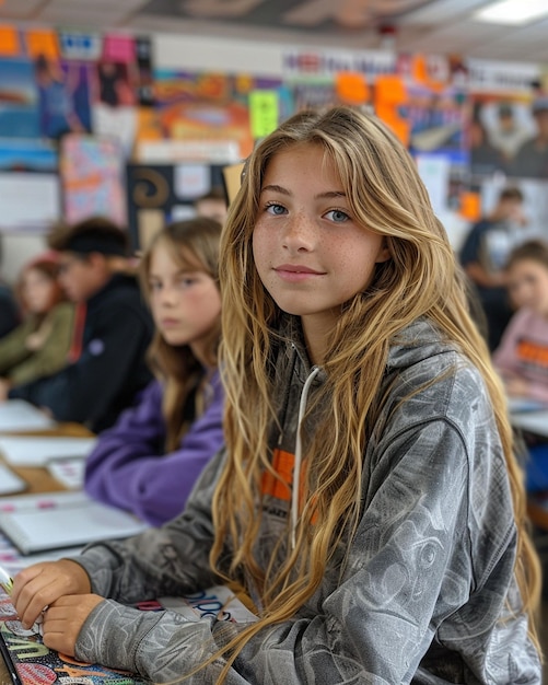 Foto studenti che collaborano a un progetto di scrittura di carta da parati