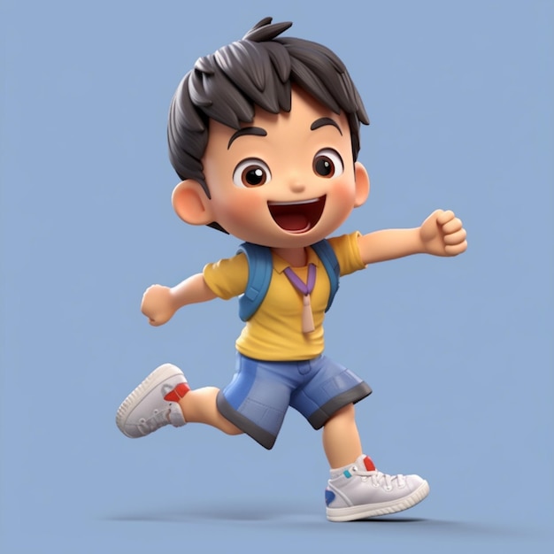 Students jump for joy full of body smile young man 3D model