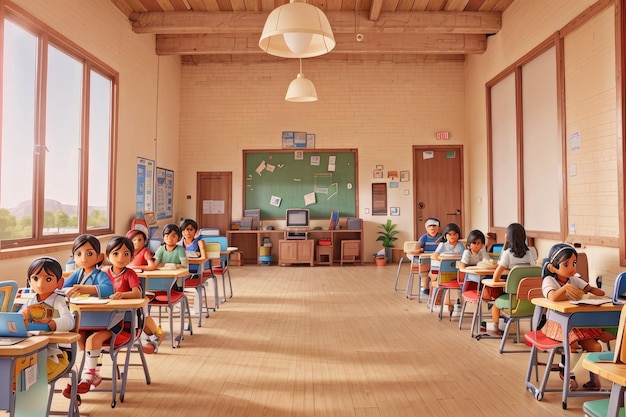 students learning in classroom of a school