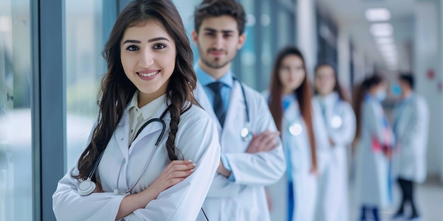 Students in Medical University Corridor