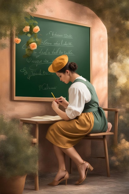 students and pupil in lesson at school in a classroom bright dayligh in uniform illustration