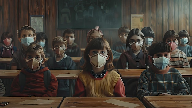 Students school with masks