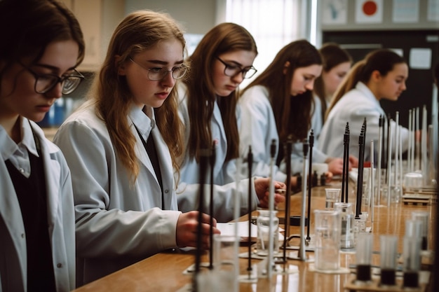 Students in a science lab at the science lab