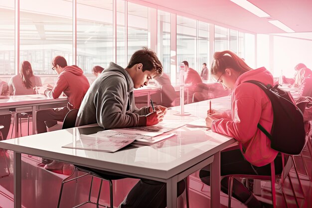 Students sitting at the desks