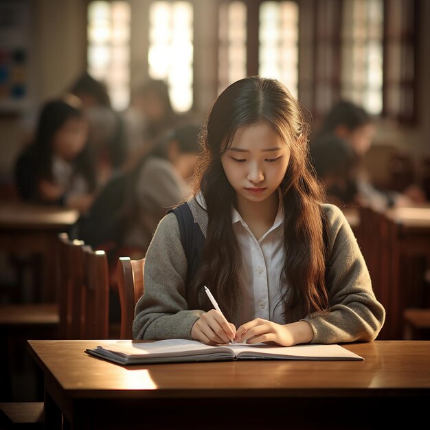 Students studying in classroom