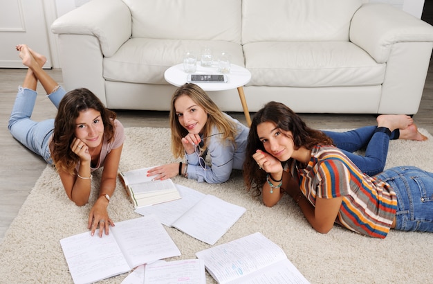 Students studying at home