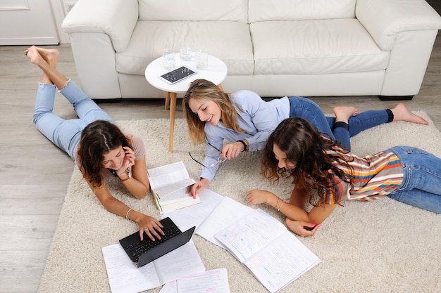 Students studying at home