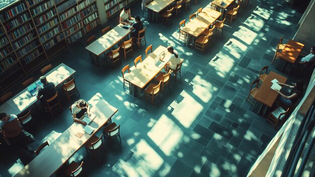 Foto studenti che studiano in una biblioteca