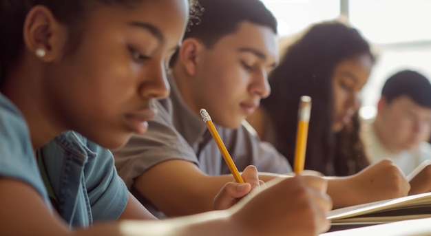 Students Studying Together With Pencils