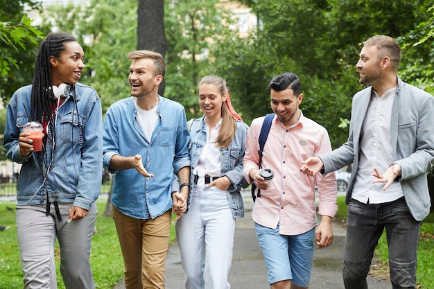 Students walking and chatting