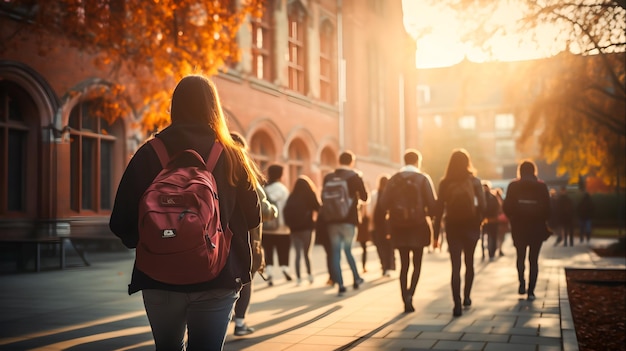 Students Walking to Class in Vibrant University Life a Diverse Academic Environment Generative Ai