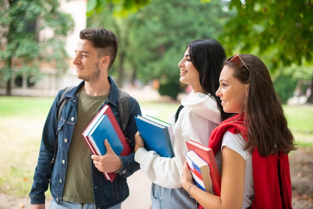 Students walking in a park