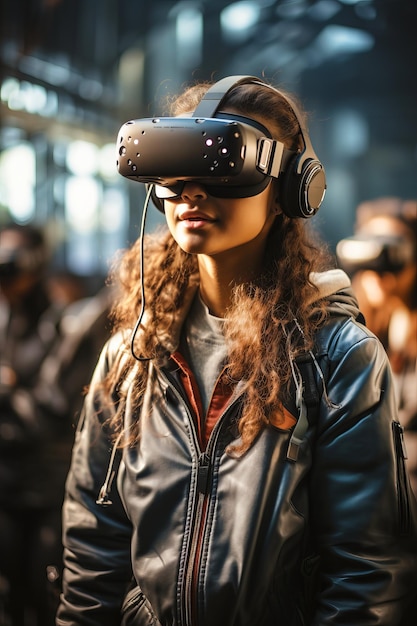 Students wearing VR headsets in a classroom setting immersed in an educational virtual experience