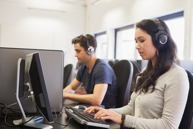 Students working in computer class