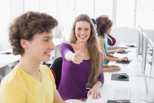 Students working in computer room