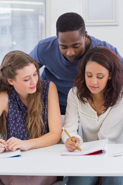 Students working together in class