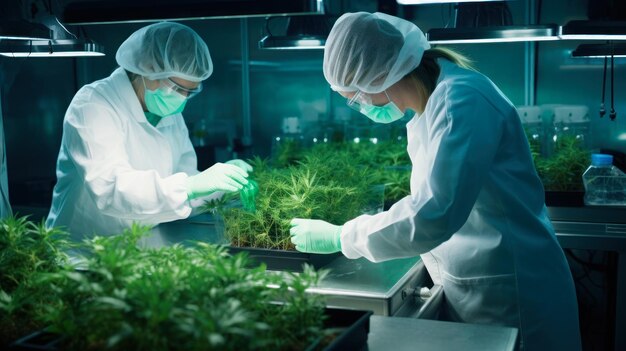 Studie van de structuur van de cannabisplant wetenschappelijk onderzoek generatieve ai