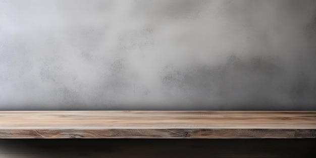 Studio background and product display concept empty wooden table with concrete wall texture