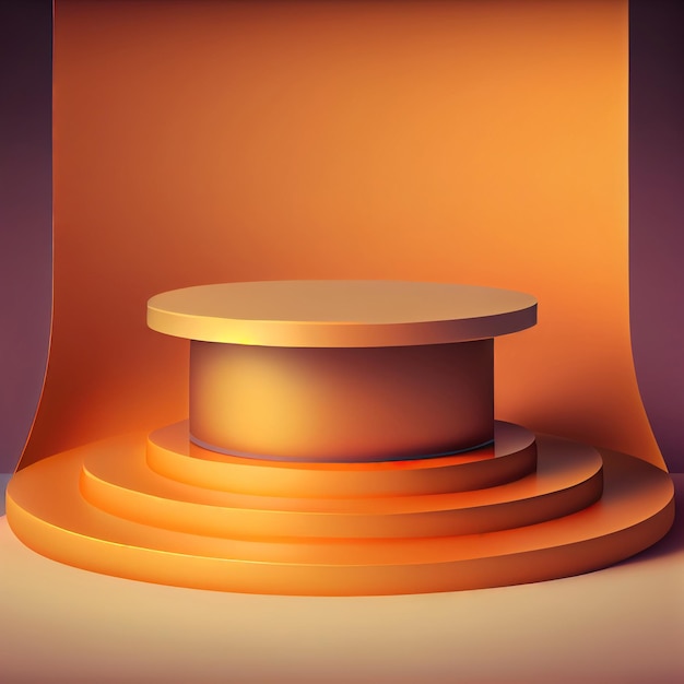 Studio background with realistic podium Empty stage Digital illustration