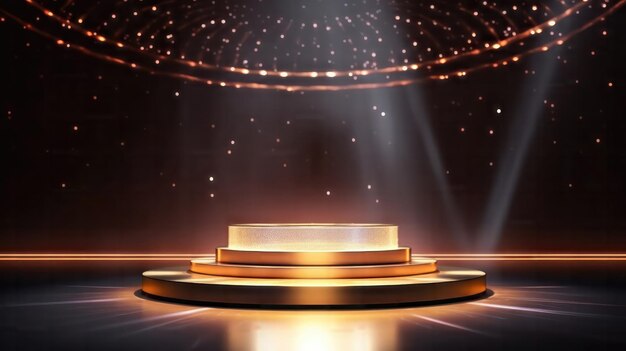 Studio background with realistic podium spotlight