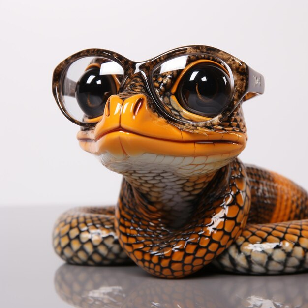 Studio close up of a cute snake face wearing sunglasses Ai generated art