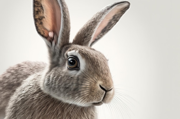 Studio close up of an easter rabbit against a white background