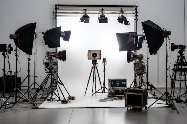 Foto studio essentials weergegeven op puur wit