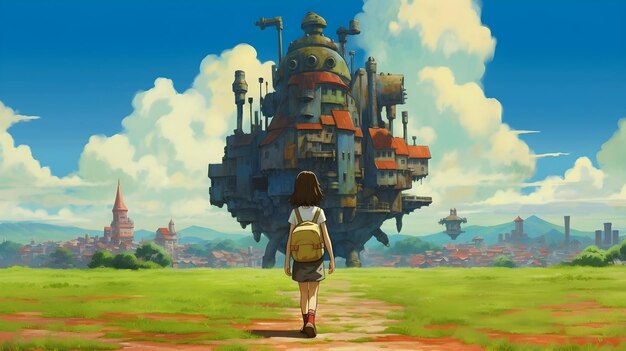 Studio Ghibli에서 영감을 받은 소녀가 등장하는 아트워크