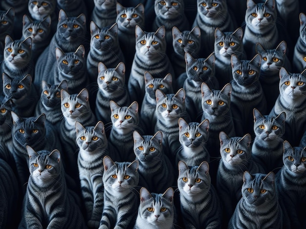 Studio image of large group of cats ai generative