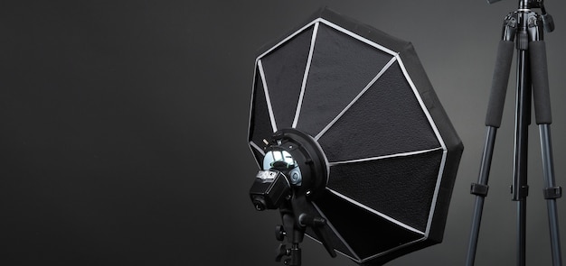 Studio light and back drop and soft box set up for shooting
photo or video production which include